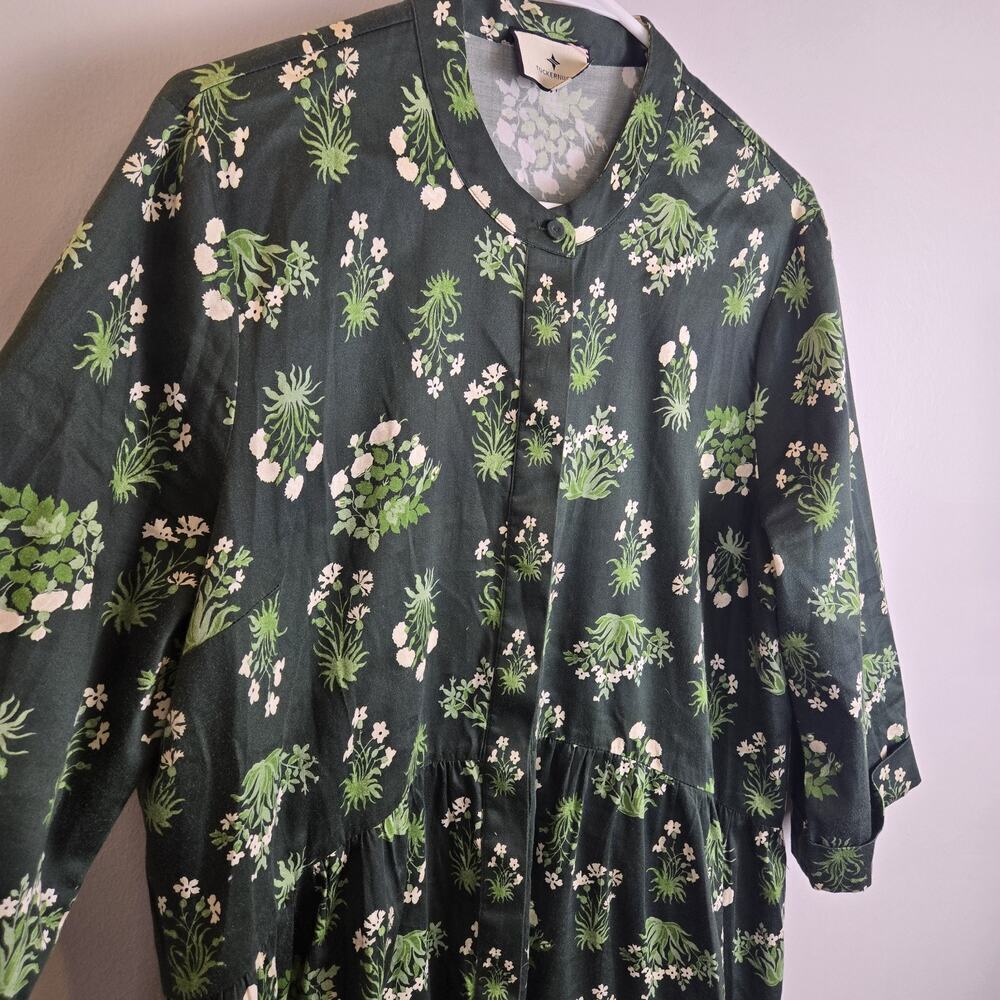 Tuckernuck Viridian Stamped Bouquets Royal Shirt Dress Green Floral PREPPY XL - Picture 2 of 11
